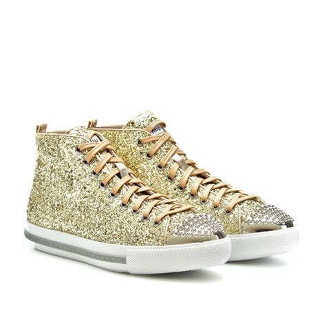 miu miu sneakers black glitter|farfetch miu michu sneakers.